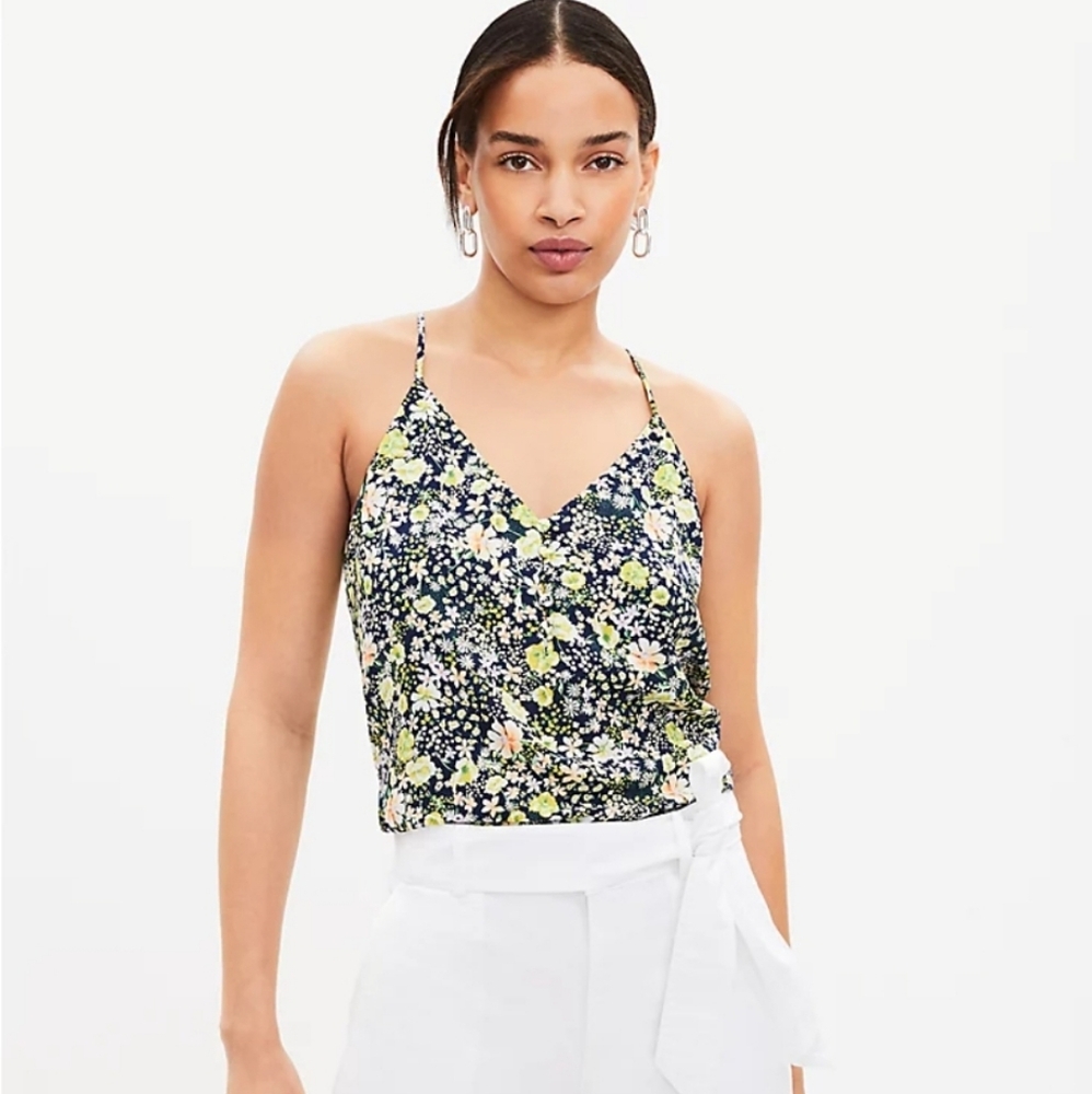 LOFT floral button knitted cami, XS, NWT